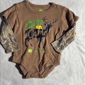John Deere Brown Camo Baby Onesie